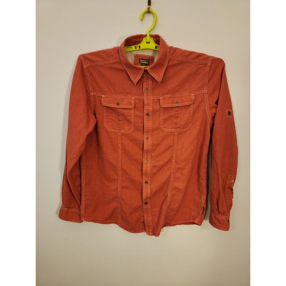 Royal Robbins Shirt Mens Large Red 100% Cotton Long Sleeve Gorpcore Camping - Picture 5 of 12